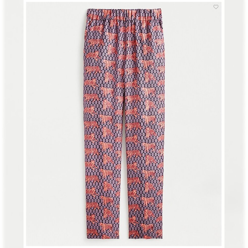 J.Crew Easy pant in roaming tigers print | 100% Silk